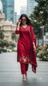 Ff Mall Chanderi Embroidery Work Kurti With Bottom Dupatta